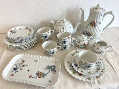 Limoges Kaffeeservice "Compagnie des Indes Shalimar", für sechs Personen.