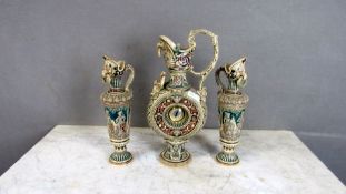 Kaminuhr mit zwei Beistellern Keramik