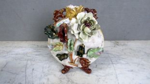 Prunkvase lasiert Blumendekor 26cm