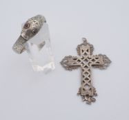 Reliquien-Kreuz und Kinderarmreif, Silber gepr., um 19.Jh.