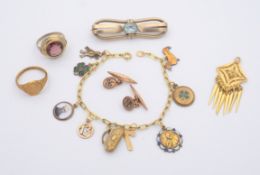 Konvolut Modeschmuck, überw. Doublé, um 1920/ 1930