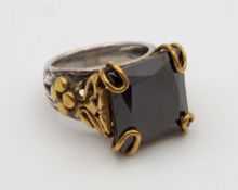 Ring mit Stein, wohl Hämatit, 925er Silber