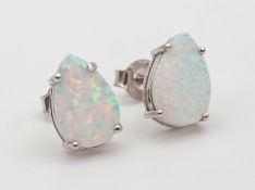 Paar Opal-Ohrstecker, 925er Silber