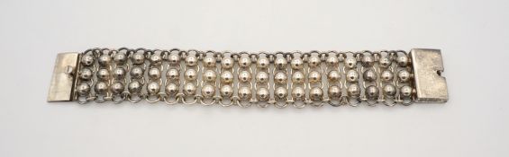 Breites Armband mit Halbkugeln, 925er Silber, Mexiko