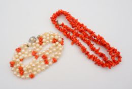 Astkorallenkette und Perlen-Astkorallenkette