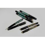 Konvolut Schreibgeräte 7 tlg., bestehend aus: zwei Feder Pelikan 400 in Schildpatt, 585er Gold, mit