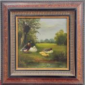 Karl Andrée, deutscher Maler 20.Jh., Enten am Ufer