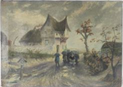 Paul Lehmann (1854-?), Kirchgang im Regen