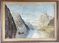 Josef Dederichs (1873-1948/58) 'Fjordlandschaft mit Personen'