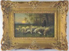 Ernst Adolf Meissner (1837-1902) 'Abendlandschaft mit Schafen'