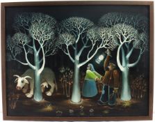 Vlado V. Seric (Kroatien 20.Jh.) "Bauernpaar mit Kuh im Wald" 1975