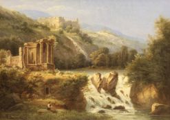 E. Schmidt, 1877. Sibyllentempel (Vesta-Tempel) in Tivoli. Signiert und datiert, Öl/Lwd, 28 x 38 cm.