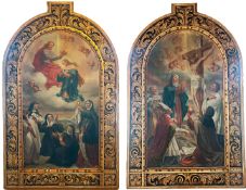 2 große Altarbilder: Die Krönung Mariens mit der Heiligen Theresa mit Dornenkranz und einer Gruppe
