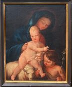 Unbekannter Künstler, Franken, 18./19. Jh., Maria mit dem Jesusknaben, der auf einem Lamm sitzt,