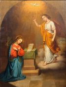 Unbekannter Künstler, süddeutsch, 18./19. Jh., Verkündigung: Unter einem Rundbogen nähert sich der