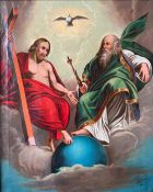 Unbkannter Künstler, 18./19. Jh., Die Dreifaltigkeit mit Jesus, Gottvater und dem Heiligen Geist