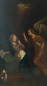 Johann Peter HERRLEIN (XVIII) zugeschrieben, Verkündigung an Maria, Öl/Lwd, rücks. mit Holz gedeckt,