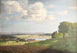 Theodor Grätz, Sommerlandschaft, signiert, rücks. bez.: Motiv bei Maising, Öl/Lwd, Altersspuren,