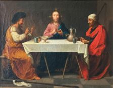 Unbekannter Künstler, Franken, um 1800, Christus in Emmaus mit den Jüngern, rücks. bez. Vom Hueber