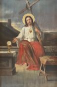 Unbekannter Künstler, Franken, 18. Jh., Jesus und das flammende Herz, Öl/Pappe, 83 x 55 cm;