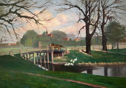 Konvolut aus 4 Landschaftsgemälden: George Chateau, Sommerlandschaft, signiert und datiert 1921,