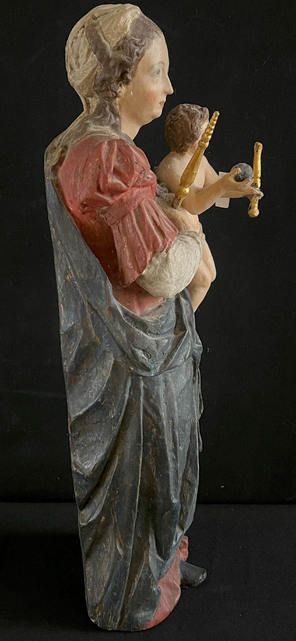 Süddeutsch, 17./18. Jh., Madonna, Holz, farbig gefasst, Fassung erneuert. Die Maria mit Szepter - Image 6 of 8