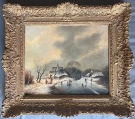 Andreas SCHELFHOUT (1787-1870), Winterlandschaft mit Eisläufern auf einem zugefrorenen Teich,
