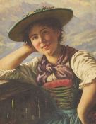 RAU, Emil. 1858 Dresden - 1937 München. Junges Mädchen in Tracht "Resi".