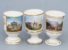 Drei Becher, NYMPHENBURG um 1850.
