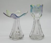 2 Glasobjekte je bez. Riihimäki Helena Tynell H ca. 16 & 20 cm Asp.