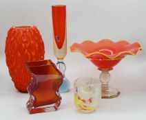 5 Glasobjekte bez. Hendrik Koinilla, Sellner, Murano, zum Teil besch. H bis ca. 33 cm Asp.