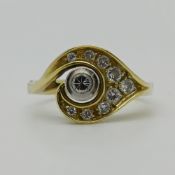 1 Damenring GG 14ct. lt. Juwelenpass-/Rechnungskopie: 10 Brill. zus. 0,405ct.