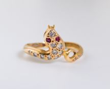 Schlangenring, 18 K GG,