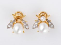 Paar Ohrclips, 750 GG und WG,