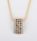 Collierkette mit Anhänger, 585 GG und WG,