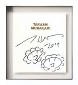 Takashi Murakami (b. 1962), Signature and Flower Drawing (Smiling Flowers)