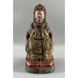 Asiatika Holzfigur, wohl China, wohl hoher Beamter oder Kaiser, beschädigt