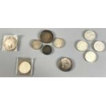 Münzen u Medaillen Konvolut, überwiegend Silber, darunter 4x 10,- DM, 2x 5,- DM, 5,- Reichsmark u.a.