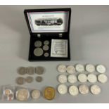 Münzen Konvolut darunter 14x 10DM Münzen, Schweizer Franken, Gold 585 Medaille