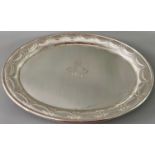 Silber 800 Wilkens Range, ovales Tablett mit Adelswappen Freiherrn von Forstner, Gewicht ca. 750Gr.