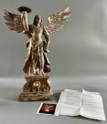 Engel wohl Barock 18. Jhdt,. als Kerzenhalter, Holz, mit Gutachten von 1982