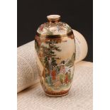 A Japanese Satsuma ovoid vase, decorated with geisha in a landscape, wisteria and ceremonial