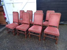 Set of 8 upholstered oak dining chairs