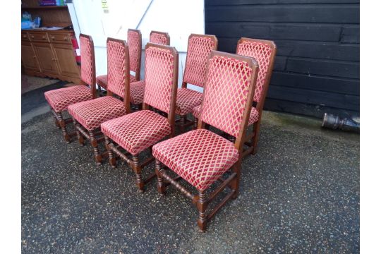 Set of 8 upholstered oak dining chairs - Image 4 of 4