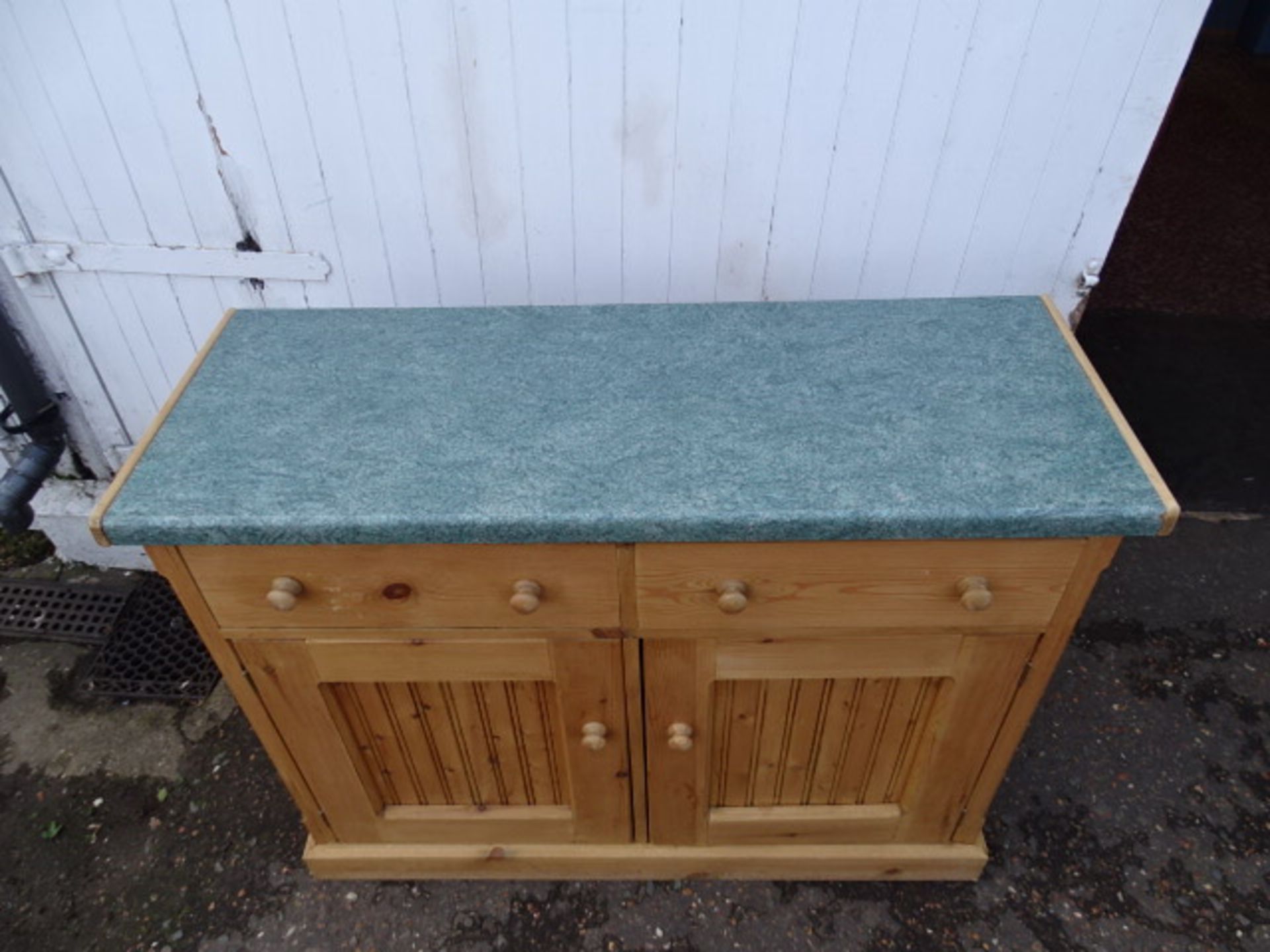 Pine 2 door 2 drawer cupboard H93cm W123cm D46cm approx - Image 2 of 3