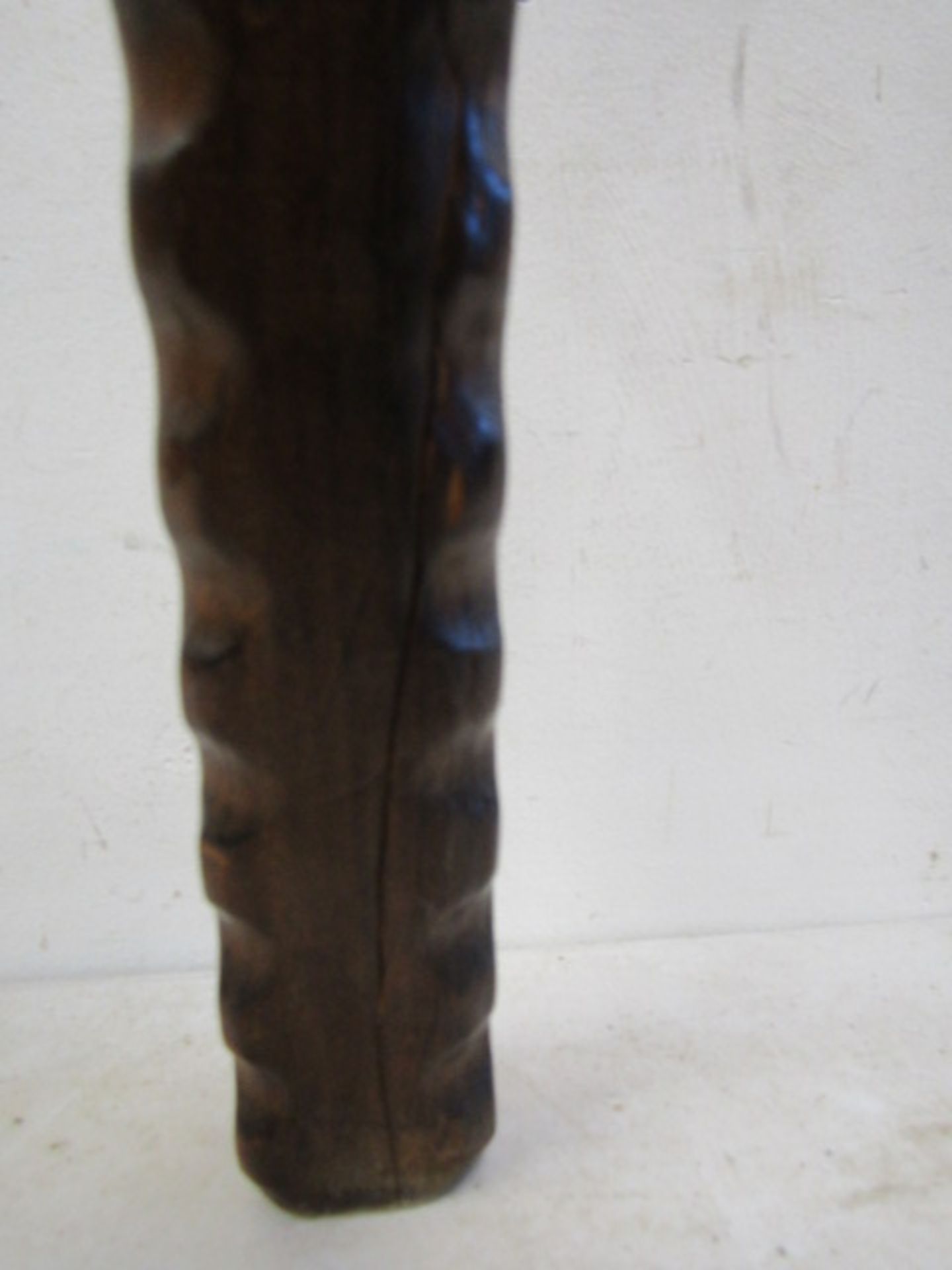 Vintage Spanish Brutalist style stool 36cmH top 23cm diameter (crack down the back of one leg but - Image 5 of 7