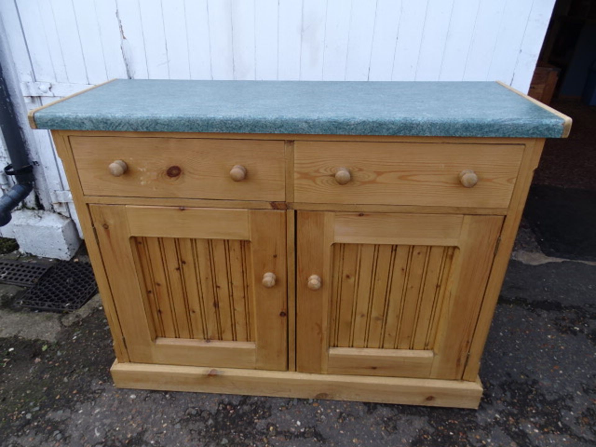 Pine 2 door 2 drawer cupboard H93cm W123cm D46cm approx