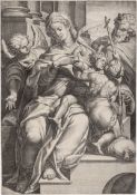 Carracci, Agostino: Die Hl. Familie mit Johannes d. Täufer und einem Engel