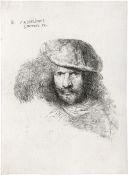Castiglione, Giovanni Benedetto: Bärtiger Mann mit Federhut (Porträt des Gian Lorenzo Ber...