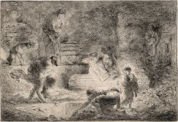 Castiglione, Giovanni Benedetto: Tobit, wie er Tote begräbt